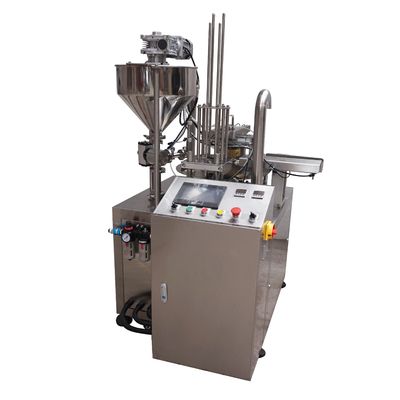 PLC Rotary Cup Filling Sealing Machine 8 kopjes/min Voor industrieel gebruik