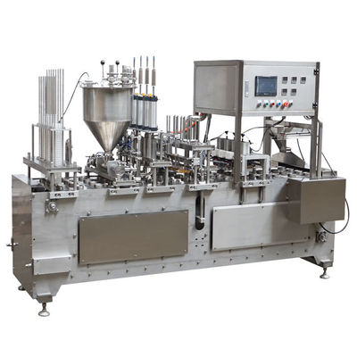 3 kW PLC-besturing Plastic Cup Filling Sealing Equipment voor lichtgewicht ontwerp