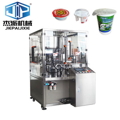 380V automatische jam zuivelproducten beker vul- en afdichtmachine met hopper temperatuurregeling