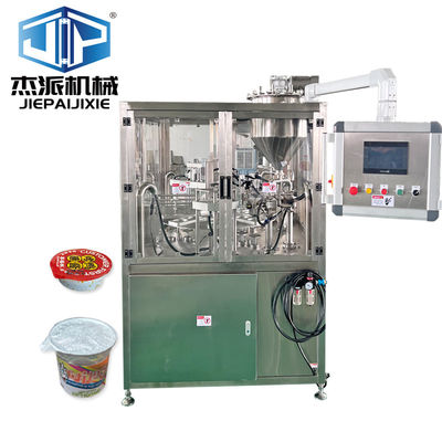 PLC gecontroleerde HMI Vacuüm Yogurt Cup Filling Sealing Machine Temperatuurcontrole Volledig automatisch hoge snelheid